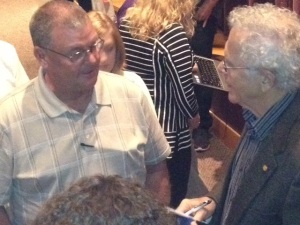 Introducing myself to Homer Hickam, a nice person and terrific author!